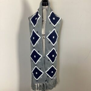 Unisex Men’s & Women’s Grey NavyBlue Big Stitch Thick Knit Scarf